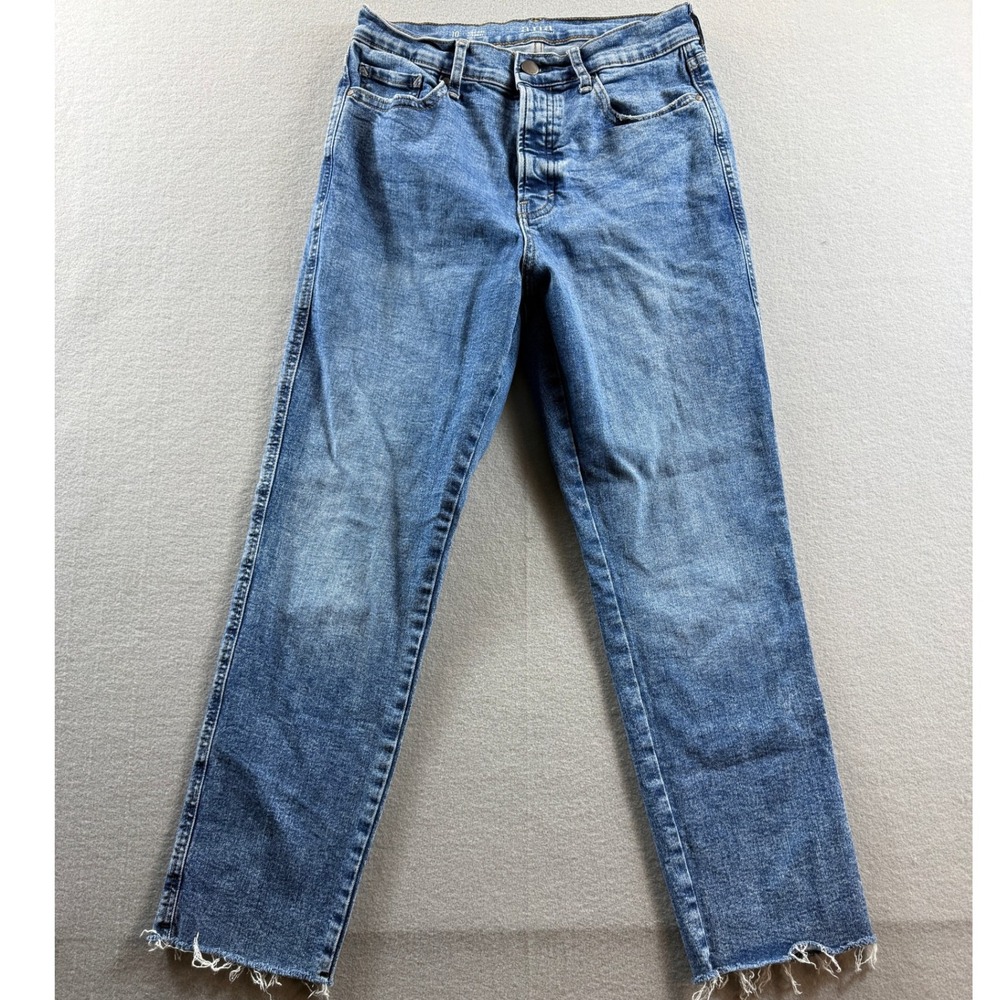 a.n.a Jeans Women 10 Blue High Rise Straight Raw Hem 28x27